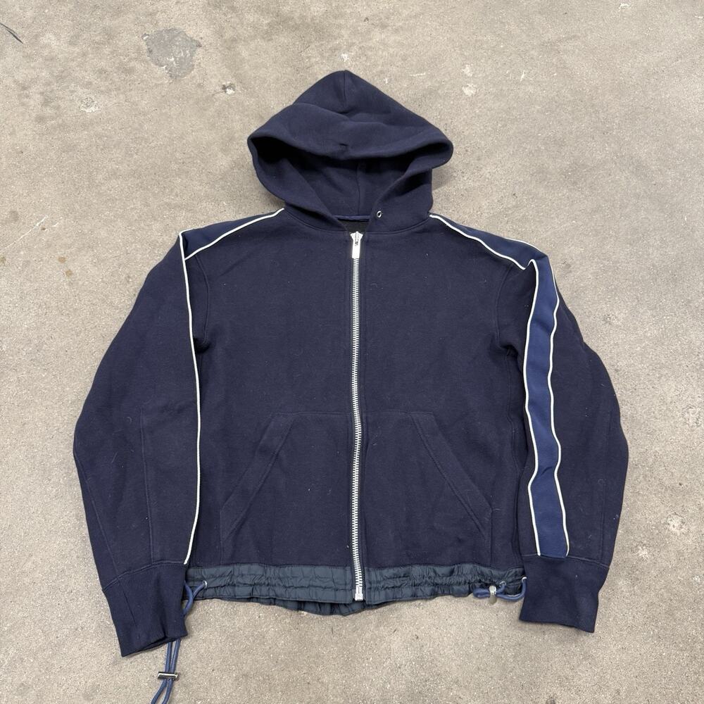 SACAI x NET-A-PORTER NAVY ZIP UP HOODIE SWEATSHIRT JAPAN TECH 1/SMALL